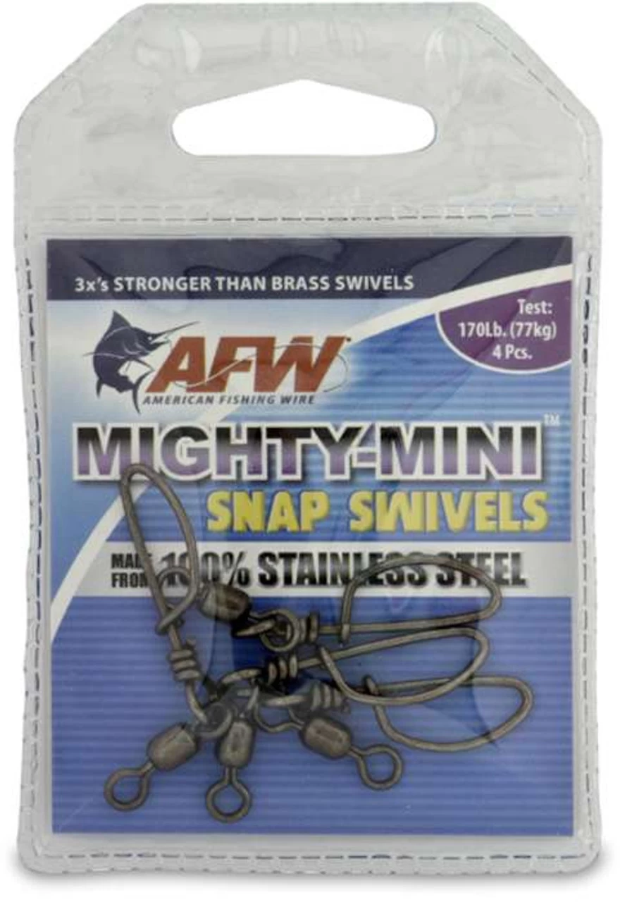 American Fishing Wire Mighty Mini Stainless Steel Snap Swivels 1 American Fishing Wire Mighty Mini Stainless Steel Snap Swivels